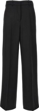Jil Sander 61 Geplooide Wide Leg Broek - Dames - Wijde Broeken - Zwart - XS - Leer - Broeken