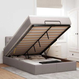 vidaXL Estructura De Cama Otomana Colch&oacute;n Tela Gris Pardo 120x200cm