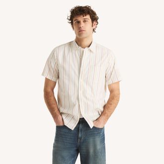 Nautica Mens Striped Short-Sleeve Shirt