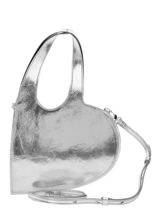 Coperni Heart-Shaped Metallic Leather Crossbody Bag - Silver