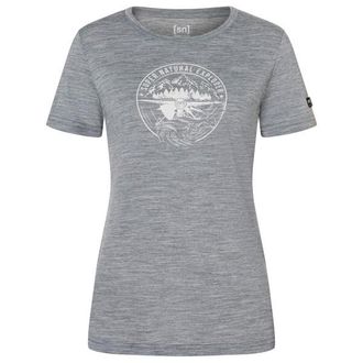 super.natural Exploring Tee Merinoshirt f&uuml;r Damen | grau/wei&szlig;