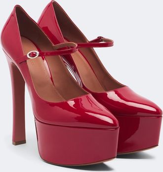 Amina Muaddi Cynthia leather platform Mary Jane pumps