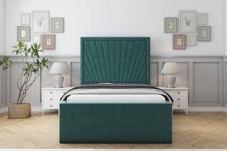 Sloomy Somerset Plush Deep-Sided Bed Frame With 50 Upholstered Headboard in Emerald | Size: Super King