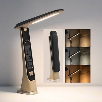 OEM L&aacute;mpara De Mesa Plegable Inal&aacute;mbrica Recargable - Brillo Regulable Y Visualizaci&oacute;n De La Hora - Blanco T&eacute; Para El Hogar, La Oficina Y La Lectura
