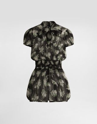 Dolce & Gabbana Small Flower Bouquet-print Chiffon Jumpsuit - Woman Dresses Multicolor 36