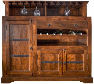 Massivmoebel24 Oxford 0903 Mobile Bar in legno di acacia - laccato / miele 140x66x125