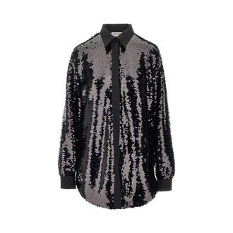 Alberta Ferretti Sequinned oversized shirt Woman 42
