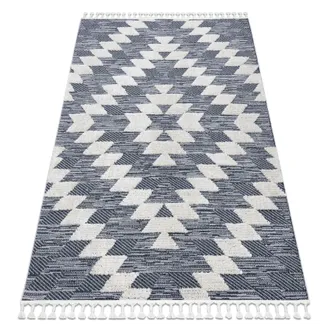 RugsX Tappeto Sevilla Z250a Diamanti Blu / Grigio Frange Berbero Marocchino Shaggy Blue 120x170 Cm