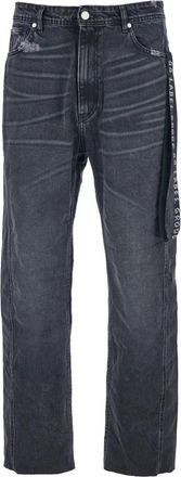 44 Label Group Jeans met logopatch op de achterkant en zijband - Heren - Regular Fit Jeans - Zwart - S - Katoen - Jeans