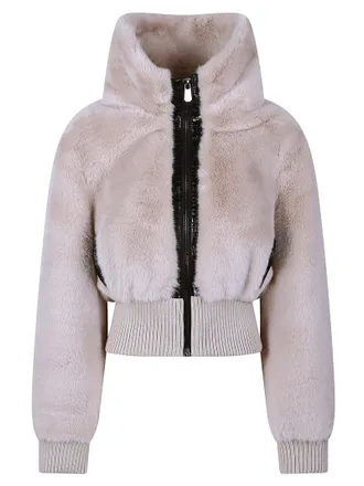 Pinko Bagels Polyester Faux Fur Bomber Jacket