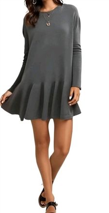 Free People Womens Long Sleeve Dress In Dark Heather Grey