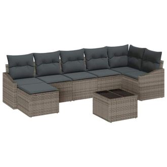 vidaXL Garden Sofa Set with Cushion 8 pcs Light Grey Poly Rattan vidaXL