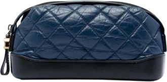 Chanel Pre-owned Quilted Pouch - Dames - Vintage Accessoires - Blauw - ONE Size - Leer - Vintage