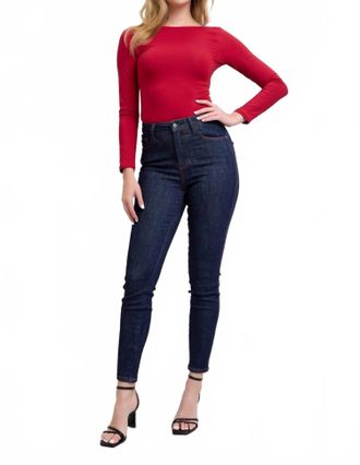 Judy Blue High Waist Heart Shaped Pockets Skinny Jeans In Dark Wash