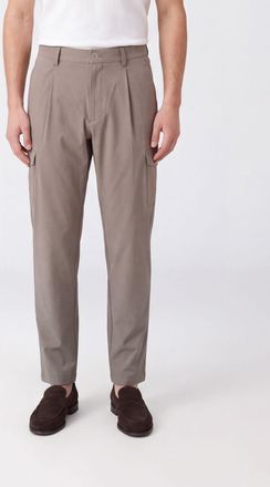 Herno Slim Fit Cargo Trousers in Technical Fabric with Pleats and Mid-Rise Waist