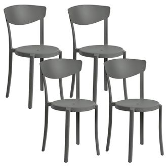 Beliani Conjunto De 4 Sillas De Comedor Gris Oscuro Polipropileno Ligero Resistente Vieste