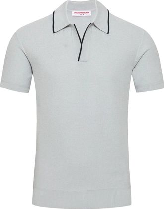 Orlebar Brown Horton piqu&eacute; top met polokraag en afwerking - Grijs
