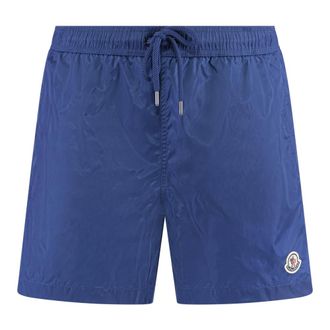 Moncler Blue Nylon Beach Shorts with Adjustable Waist