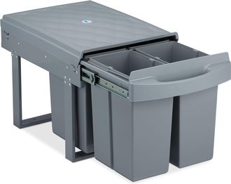 Relaxdays Relaxdays - Cubo De Basura 4 Compartimentos, Papelera Cocina Extra&iacute;ble Bajo Fregadero, 4x 8 L, 34,6 X 34 X 51,8 Cm, Gris