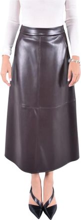 Max Mara Midi-rok met lederlook - Dames - Rokken - Bruin - Maat: XS Jersey