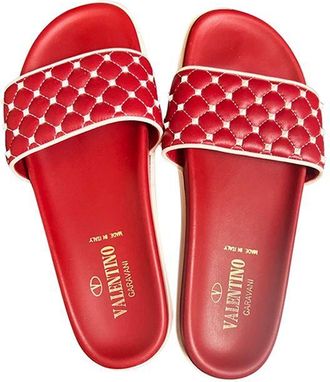 Valentino Garavani Free Rockstud Spike Pool Slides Size 38.5