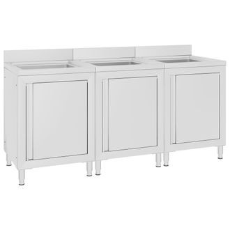 vidaXL Vidaxl - Fregadero De Cocina Comercial 3 Piezas De Acero Inoxidable