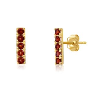 MAX + STONE 14k Yellow or White Gold Small Gemstone Bar Stud Earrings