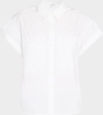 Frame Denim Short-Sleeve Cuffed Button-Front Shirt