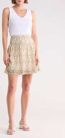 Max Studio Floral Miniskirt in Cream/Yellow Floral Vines at Nordstrom Rack, Size X-Small