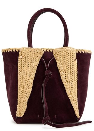 Gabriela Hearst Marija Small Raffia and Suede Tote bag - Bordeaux - One Size