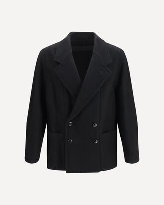 Christophe Lemaire Cappotto doppiopetto corto in misto lana e alpaca Man 48