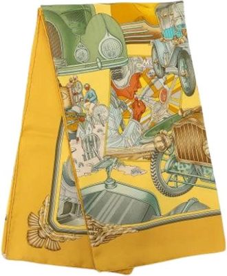 Herm&egrave;s Pre-owned Foulard Stampa Automobili - - Pre-owned - Donna - Giallo - ONE SIZE