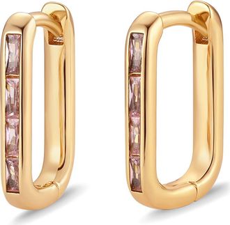 Brook & York Billie Birthstone Cubic Zirconia Hoop Earrings in Gold/oct at Nordstrom