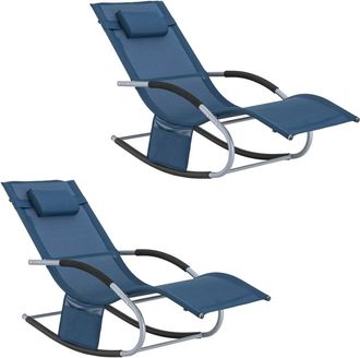 SoBuy 2x muebles de jardin mecedora silla tumbona de exterior reclinable