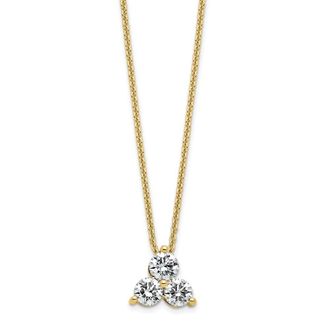 Diamond2Deal 14K Gold 3/4 Ct Lab Grown Diamond 3 Stone Necklace 18 Clarity VS, Color D-E