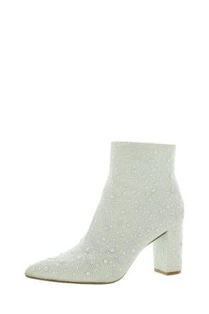 Betsey Johnson Cady Pearl Ankle Boot In Pearl White