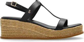 Jimmy Choo London Theia Wedge 60 - Dames - Sleehakken - Zwart - 36 1/2 EU - Leer - Schoenen