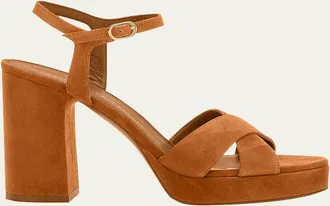 Stuart Weitzman Dayna Suede Crisscross Platform Sandals
