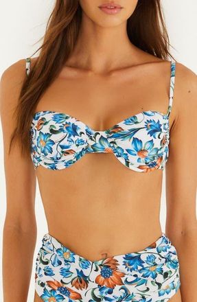 Farm Rio Flora Tile Bikini Top in Flora Tile Off-White at Nordstrom, Size X-Small