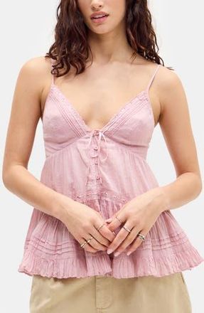 BDG Tiered Crinkled Cotton Camisole in Pink at Nordstrom Rack, Size Large