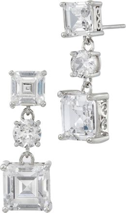 Savvy Cie Jewels STERLING SILVER.925 WHITE AND BLUE CZ DROP EARRINGS