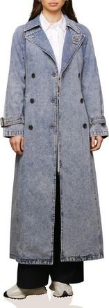 Avec Les Filles Relaxed Maxi Denim Trench Coat in Vintage Blue Wash at Nordstrom, Size X-Small
