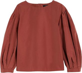 Max Mara Taffeta Blouse met Ronde Hals - Dames - Blouses - Rood - XS - Overhemden