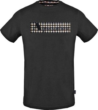 Aquascutum Heren Box Check Logo T-Shirt (Zwart)