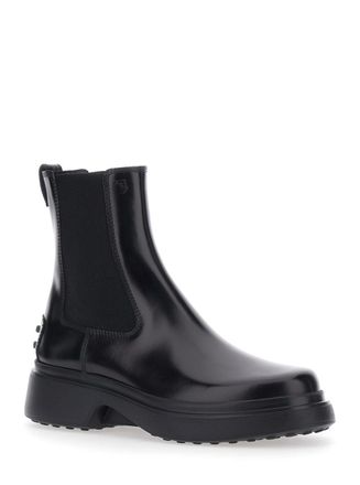 Tod's Womens Ankle Boots Black Leather Blend Sheep