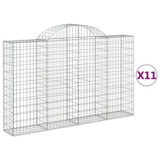 Berkfield Home Arched Gabion Baskets 11 pcs 200x30x120/140 cm Galvanised Iron in Silver