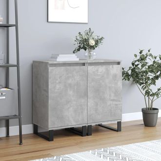 vidaXL Vidaxl - Aparadores 2 Uds Madera De Ingenier&iacute;a Gris Hormig&oacute;n 40x35x70 Cm