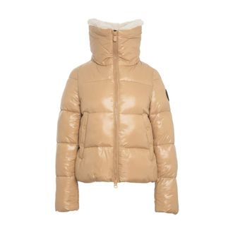 Save The Duck Down Jackets, female, Brown, Size: S Beige Puffer Jacket Aw25