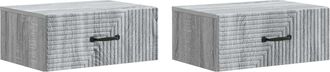 vidaXL Mesita De Noche De Pared 2 Uds. Gris Sonoma 49 X 34,5 X 20 Cm Vidaxl