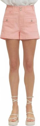 Entro Sadie Denim Shorts In Bubblegum Pink